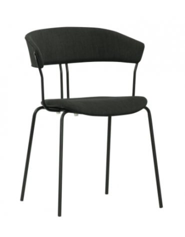 Sedia per interni con struttura in metallo verniciato,seduta e schienale in tessuto colore a scelta - cm 41x43x77h