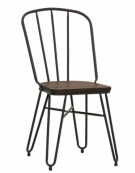 Seduta per interni con struttura in metallo verniciato, seduta in legno - cm 36x36x86h