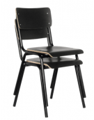 Sedia per interni con struttura in metallo verniciato, seduta e schienale in formica o in legno multistrato - cm 45x45x80h