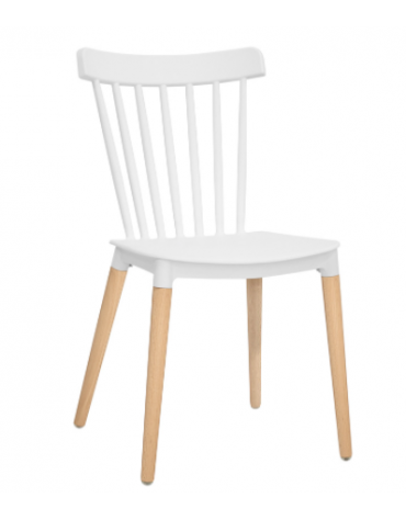 Sedia per interni, gambe in legno di faggio, scocca in polipropilene colori a scelta - cm 43x40x84h