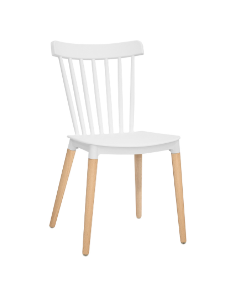 Sedia per interni, gambe in legno di faggio, scocca in polipropilene colori a scelta - cm 43x40x84h