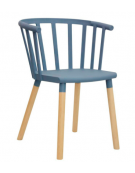Poltroncina per interni con struttura in metallo verniciato, gambe in legno, scocca in polipropilene - cm 41x42x75h