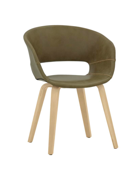 Poltroncina per interni con struttura in legno multistrato di faggio, rivestimento in ecopelle - cm 46x42x76h