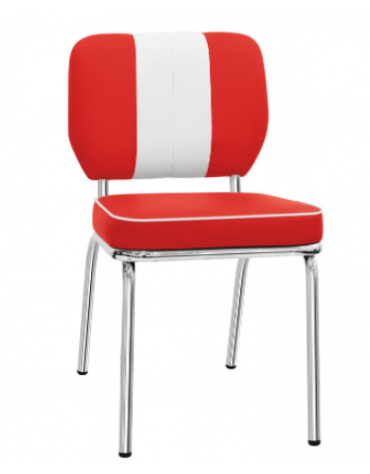 Sedia per interni, struttura in metallo cromato, seduta e schienale in ecopelle - cm 44x43x81h