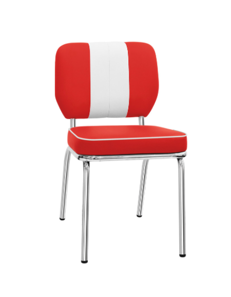 Sedia per interni, struttura in metallo cromato, seduta e schienale in ecopelle - cm 44x43x81h