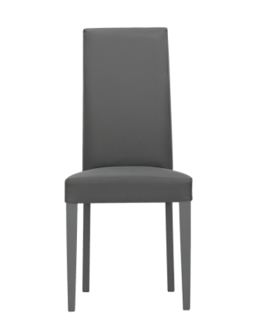 Sedia per interni, struttura in legno verniciato, rivestimento in ecopelle - cm 44x38x100h