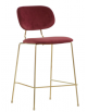 Sgabello per interni,  struttura in metallo ottonato, rivestimento in velluto - colore a scelta - cm 45x43x90h