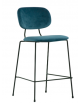 Sgabello con schienale per interni,  struttura in metallo verniciato, rivestimento in velluto colore a scelta - cm 45x43x103h