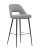 Sgabello con schienale per interni, in metallo verniciato e rivestimento in tessuto o ecopelle - cm 46x43x91h