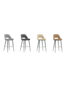 Sgabello per interni, in metallo verniciato e rivestimento in tessuto o ecopelle - cm 46x43x91h