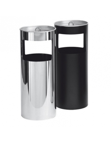 Gettacarte/posacenere laccato nero micaceo - Griglie setaccio in inox  - Ø cm 25x62 h