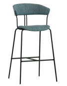 Sgabello per interni, struttura in metallo verniciato, seduta e schienale in tessuto - cm 41x43x111h