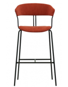 Sgabello per interni, struttura in metallo verniciato, seduta e schienale in tessuto - cm 41x43x111h