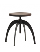 Sgabello per interni, in metallo verniciato, seduta regolabile in legno - cm 33x33x40/57h