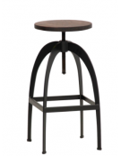 Sgabello per interni, in metallo verniciato, seduta regolabile in legno - cm 33x33x66/86h