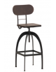 Sgabello per interni, in metallo verniciato, seduta e schienale regolabile in legno - cm 32x32x96/113h