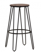 Sgabello per interni, in metallo verniciato, seduta  in legno - cm 33x33x74,5h