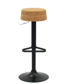 Sgabello per interni, struttura in metallo verniciato, seduta regolabile in sughero - cm 29x29x58/79h