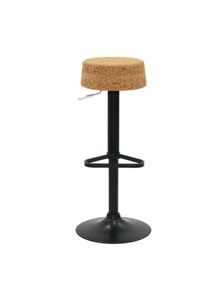 Sgabello per interni, struttura in metallo verniciato, seduta regolabile in sughero - cm 29x29x58/79h