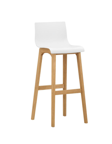 Sgabello per interni, struttura in legno di quercia, scocca in polipropilene - cm  39x34x102h