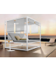 Lettino da sole con gazebo, in alluminio verniciato, cuscini in tessuto, spessore 10 cm, teli in textilene - cm 200x200x200h