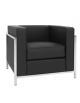 Poltrona per interni, struttura in acciaio inox, rivestimento in ecopelle colore Bianco o Nero - cm 76x70x68h