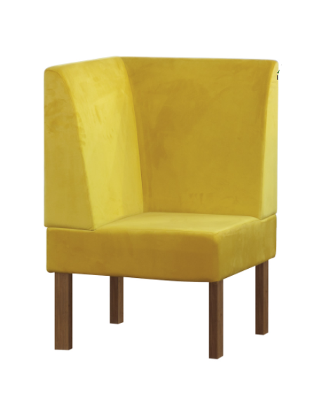 Panca angolare per interni, struttura in in legno, rivestimento in ecopelle o tessuto - cm 45x45x101h