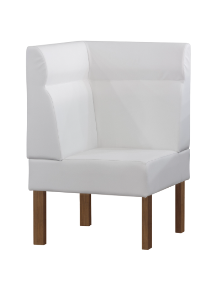 Panca angolare per interni, struttura in in legno, rivestimento in ecopelle o tessuto - cm 45x45x101h