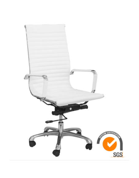 Poltrona per ufficio, struttura in alluminio e acciaio cromato, rivestimento in ecopelle - cm 58x59x105/111h