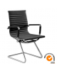 Poltrona per ufficio, struttura in alluminio e acciaio cromato, rivestimento in ecopelle nero o bianco - cm 57x56x94h