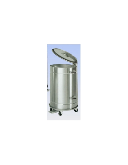 Pattumiera inox a pedale carrellata a tenuta liquidi Lt. 70