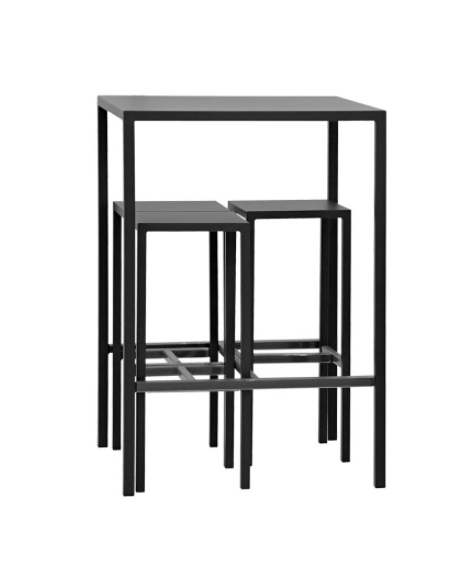 SET Tavolo quadrato + 4 sgabelli, struttura in metallo verniciato - colore a scelta - cm 75x75x110h