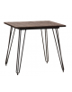 Tavolo quadrato per interni, struttura in metallo verniciato, piano in legno d’olmo - cm 80x80x75h