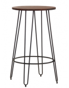 Tavolo tondo alto per interni, struttura in metallo verniciato, piano in legno - cm Ø 60x105h
