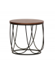 Tavolino tondo per interni, struttura in metallo verniciato, piano in legno - cm Ø 42x40h