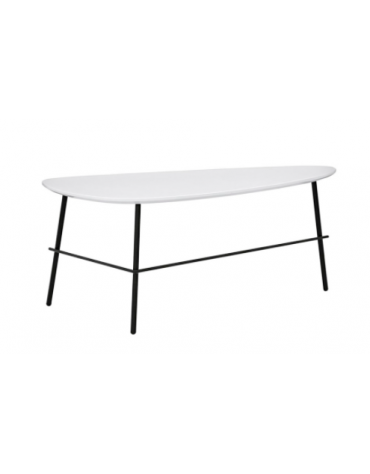 Tavolino per interni, struttura a 3 piedi in metallo verniciato, piano in MDF laccato colore a scelta - cm 92x50x40,5h