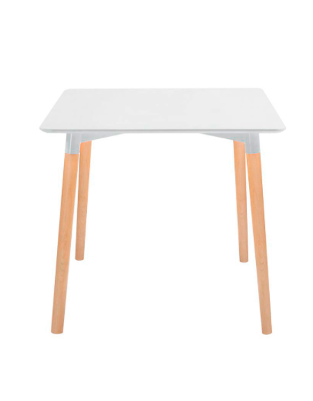 Tavolo quadrato per interni, struttura in legno e acciaio, piano in MDF laccato - cm 80x80x74h
