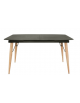 Tavolo rettangolare per interni, in metallo verniciato e legno, piano allungabile in cristallo effetto pietra - cm 140/200x80x76