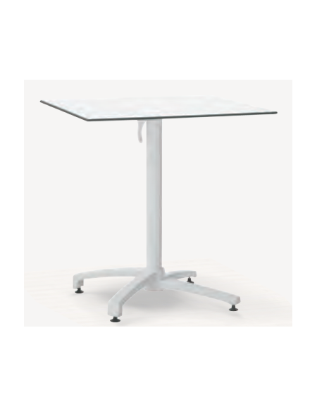 Tavolo quadrato , struttura in alluminio verniciato pieghevole, piano in HPL - colore a scelta - cm 60x60x73h