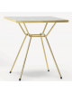 Tavolo quadrato ,struttura in acciaio inox ottonato, piano in laminato bordo ABS ottonato - cm 70x70x75h