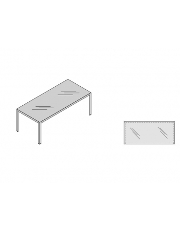 Scrivania Lineare gamba in alluminio Piano in vetro L200