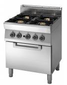 Cucina a gas 4 fuochi con forno a gas GN 1/1 cm 70x70x85h