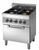 Cucina a gas 4 fuochi con bacinelle smaltate e forno a gas GN 1/1 - Potenza totale gas 23,4 kW -cm 70x70x85h