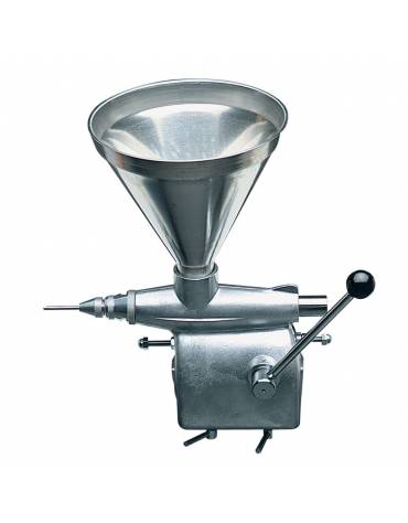 Dosatrice riempitrice manuale per cornetti con stantuffo in acciaio inox. Tramoggia da 7 lt.