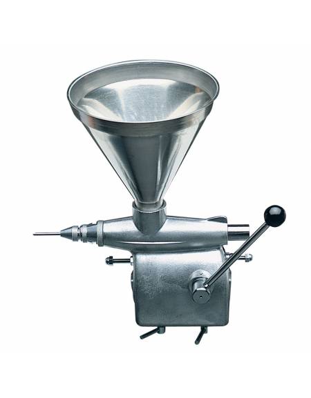 Dosatrice riempitrice manuale per cornetti con stantuffo in acciaio inox. Tramoggia da 7 lt.