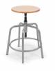 SGABELLO GIREVOLE A 5 RAZZE  - SEDILE IN LEGNO FAGGIO - Ø cm.32x50/65H