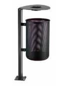 Cestino portarifiuti da inghisare, in acciaio forato zincato e verniciato, coperchio con posacenere - cm 42,5x37x124h