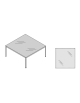 tavolo riunione g. alluminio Piano in vetro - cm 120x124x74h