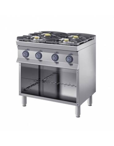 Cucina a gas 4 fuochi su armadio aperto passante cm 80x90x90h