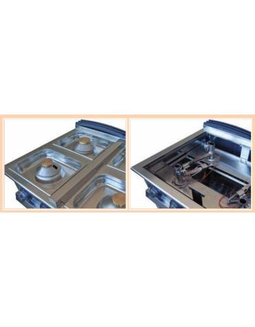 Cucina a gas 4 fuochi su armadio aperto passante cm 80x90x90h